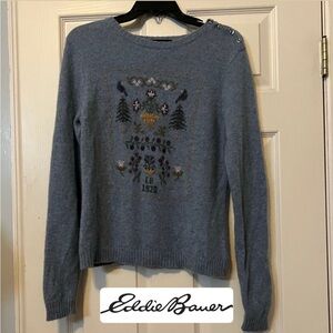 ✨VTG Eddie Bauer 100% Lambs’ Wool Blue Sweater